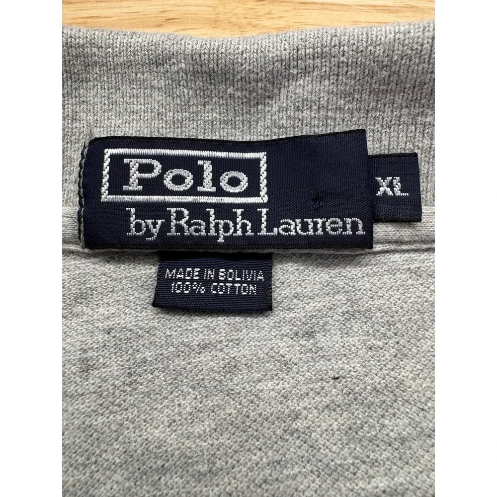 Polo Ralph Lauren Polo Shirt Men's XL Gray Preppy 90s Pima Cotton Vintage Cotton